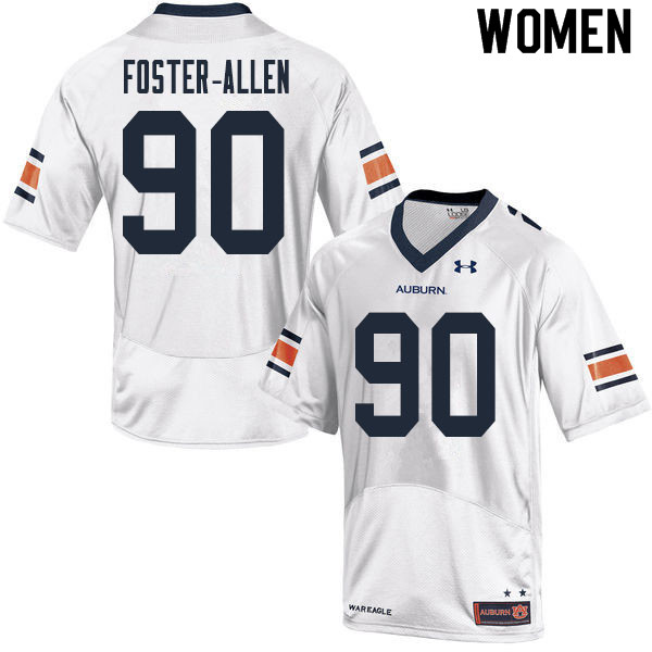 Women #90 Daniel Foster-Allen Auburn Tigers College Football Jerseys Sale-White
